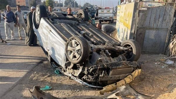  بينهم 6 أطفال.. إصابة 9 أشخاص في حادث انقلاب سيارة بالزقازيق