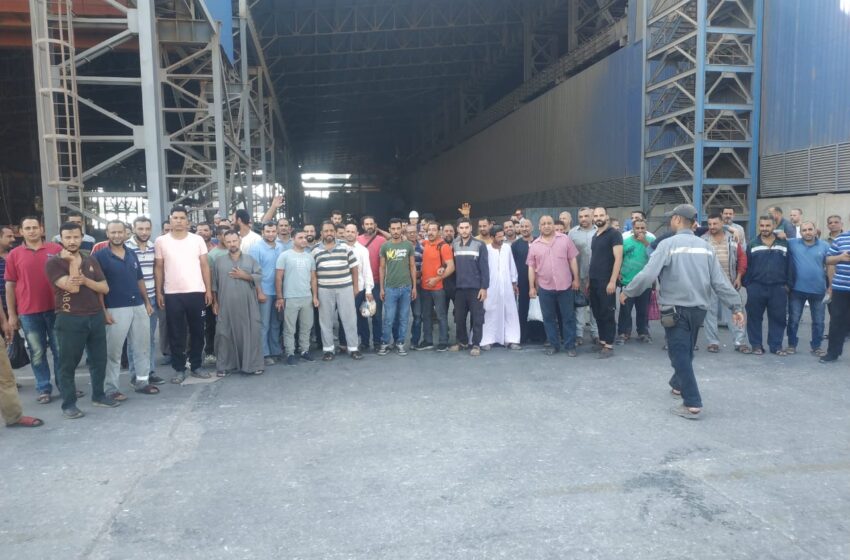  تواصل اعتصام عمال بشاي للحديد والصلب للمطالبة بحقوقهم المهدرة
