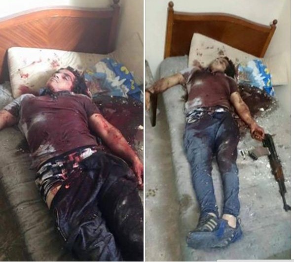 وائل عباس ينشر صورتين لأحد ضحايا رأس البر إحداهما بالرشاش والأخرى بدونه